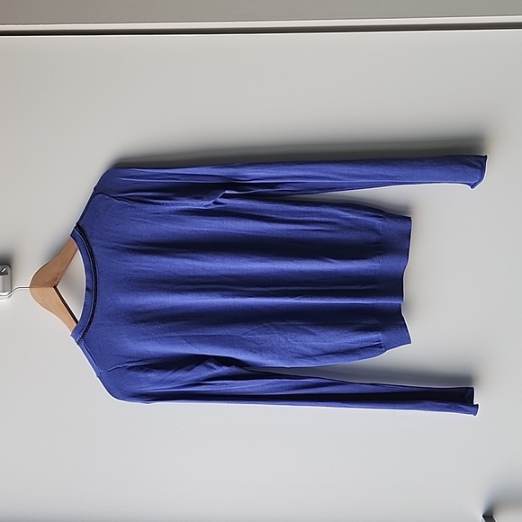 Kookai Braided Trim Fine Knit Button Up Blue Cardigan - Picture 9 of 9